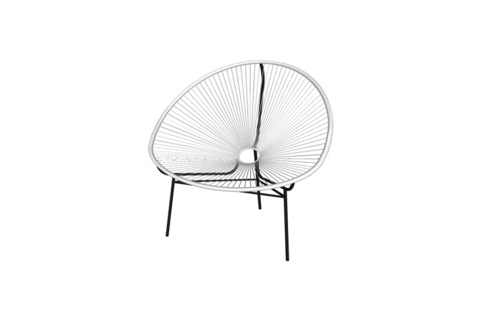 Acapulco draadstoel wit met zwarte poot L82xB70xH74