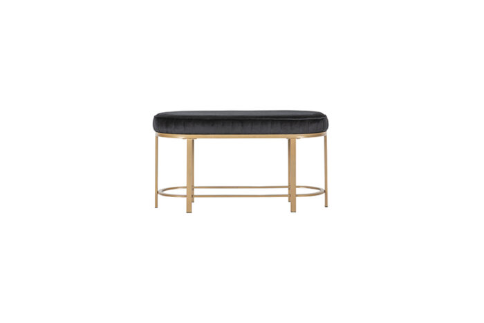 Cosmo Velvet hocker zwart goud onderstel L90xB39xH40