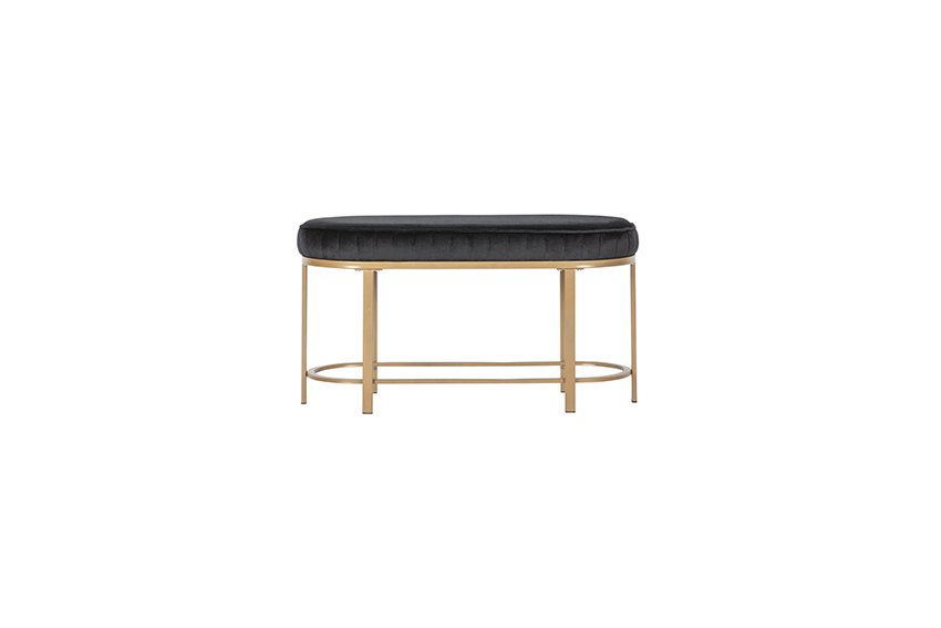 Cosmo Velvet hocker zwart goud onderstel L90xB39xH40