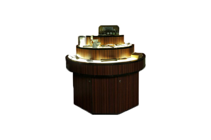 Berlin vintage display halfrond L120xB70xH105 - excl verlichting