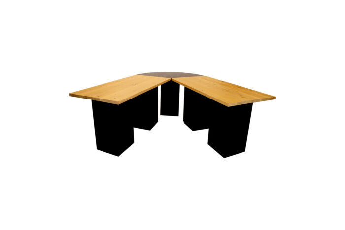 Brooklyn conferentie V-tafel hoog met zwarte zuilen - groot L325xB370xH112