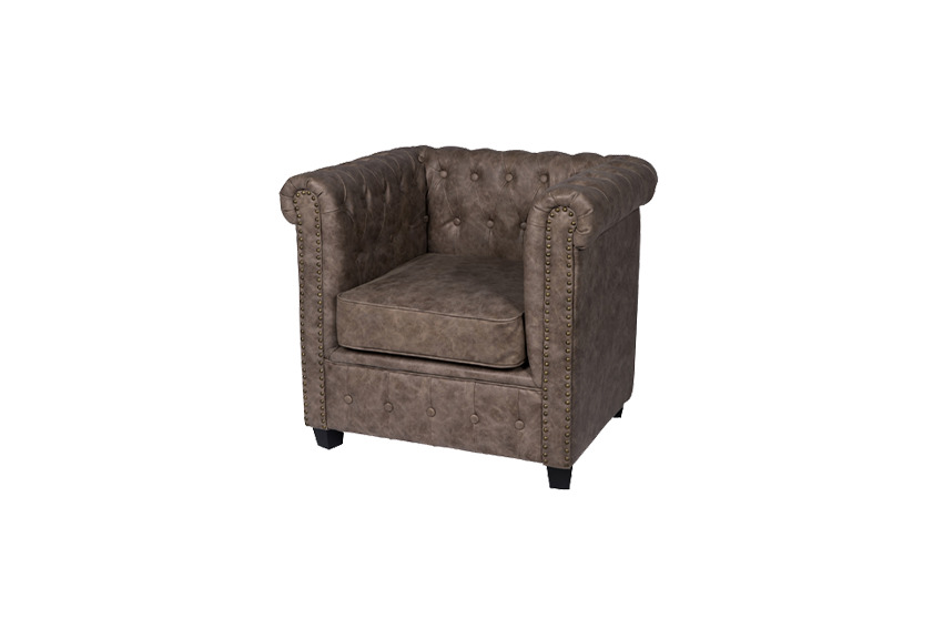 Chesterfield fauteuil taupe L83xB72xH75,5