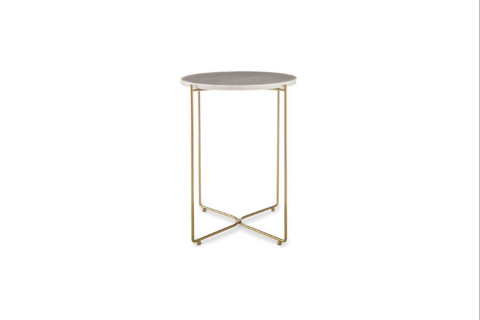 Cosmo Velvet bijzettafel goud met marmer blad Ø35xH50