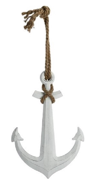 Deco | Anker wit hout met touw L58,5xB40
