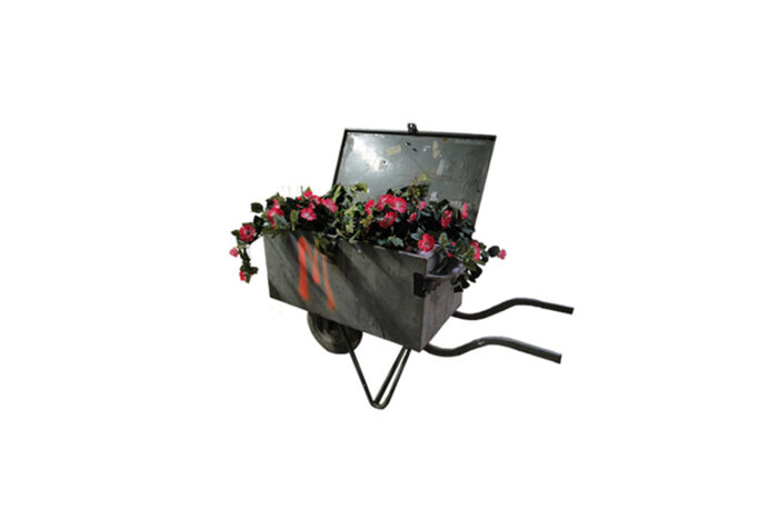 Deco | Industrieel kruiwagen vierkant metaal L150xB60xH87
