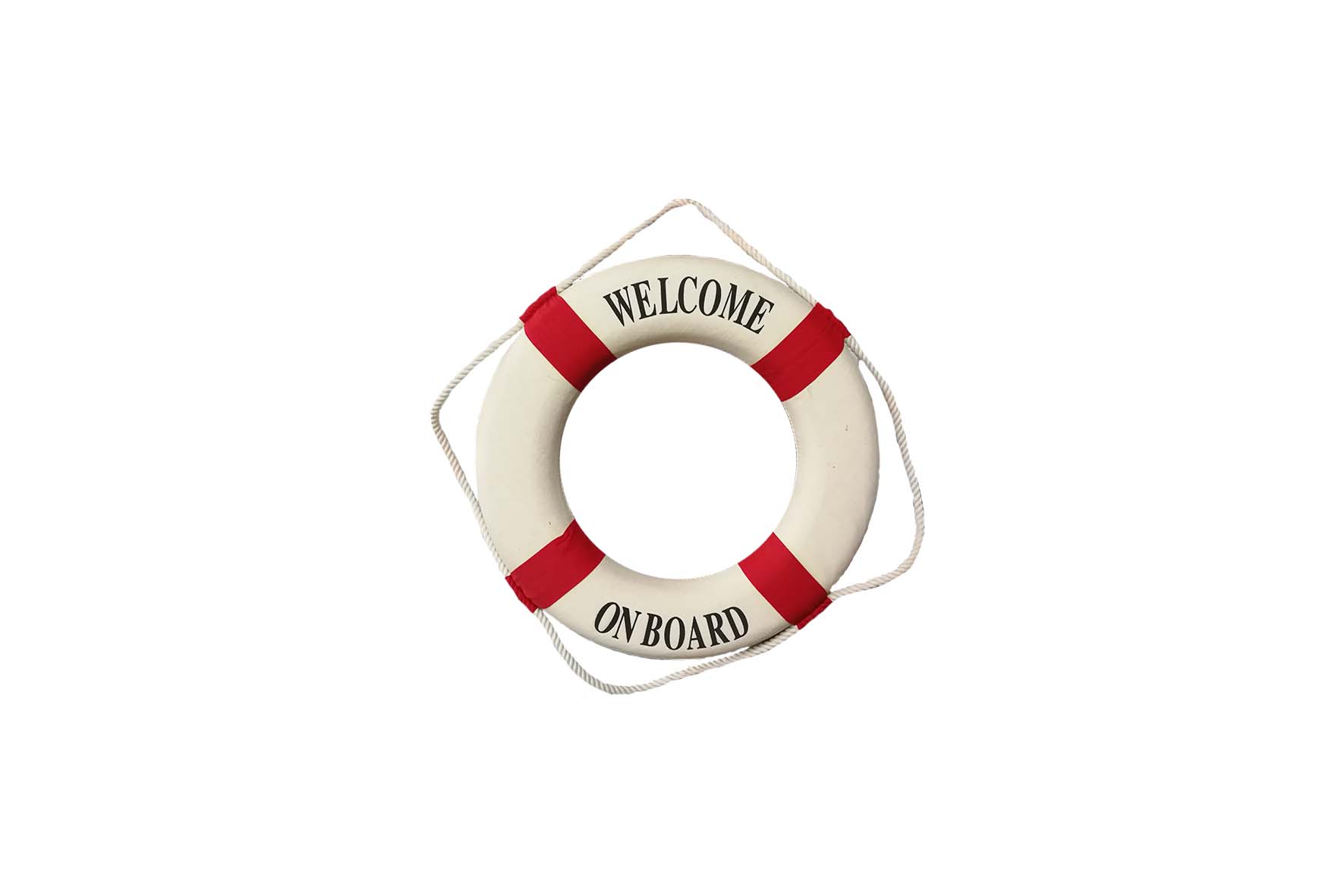 Deco | Reddingsboei wit/rood ‘welcome on board’ Ø60