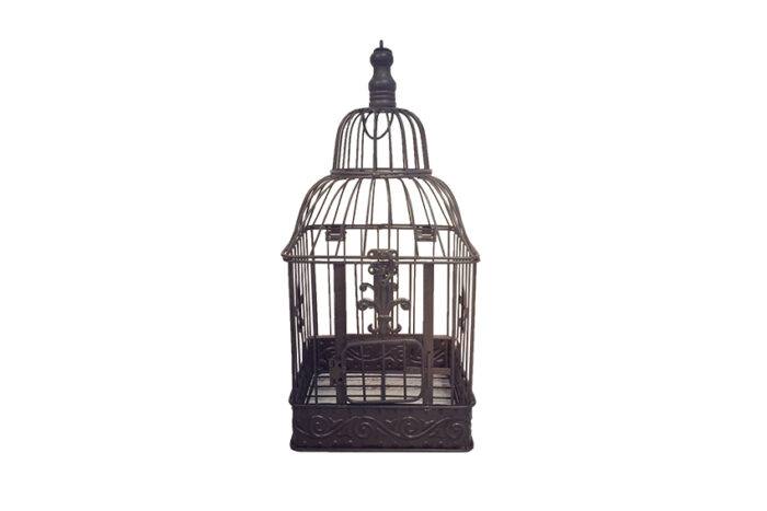 Deco | Vintage vogelkooi bruin vierkant