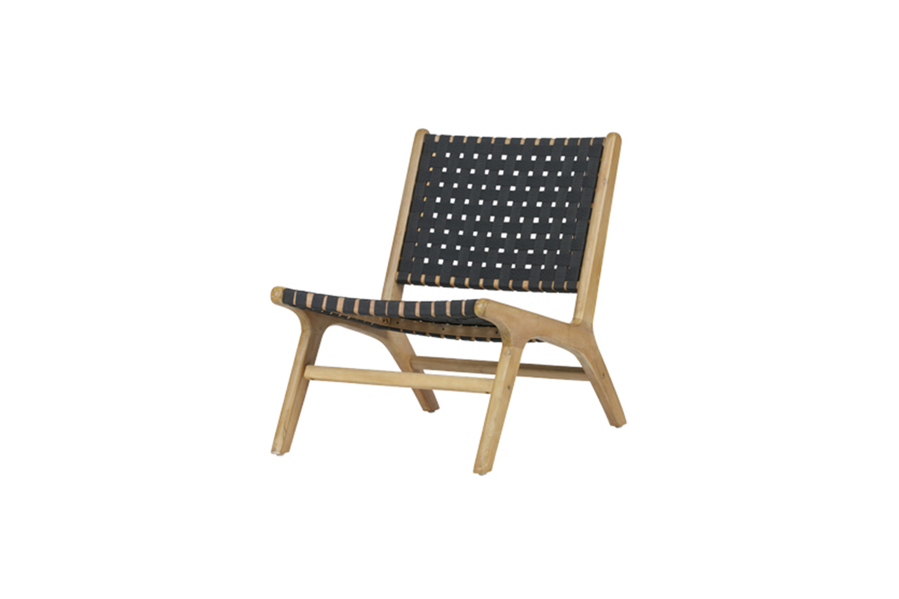 Eco Chique geweven stoel hout antraciet L78xB59xH77