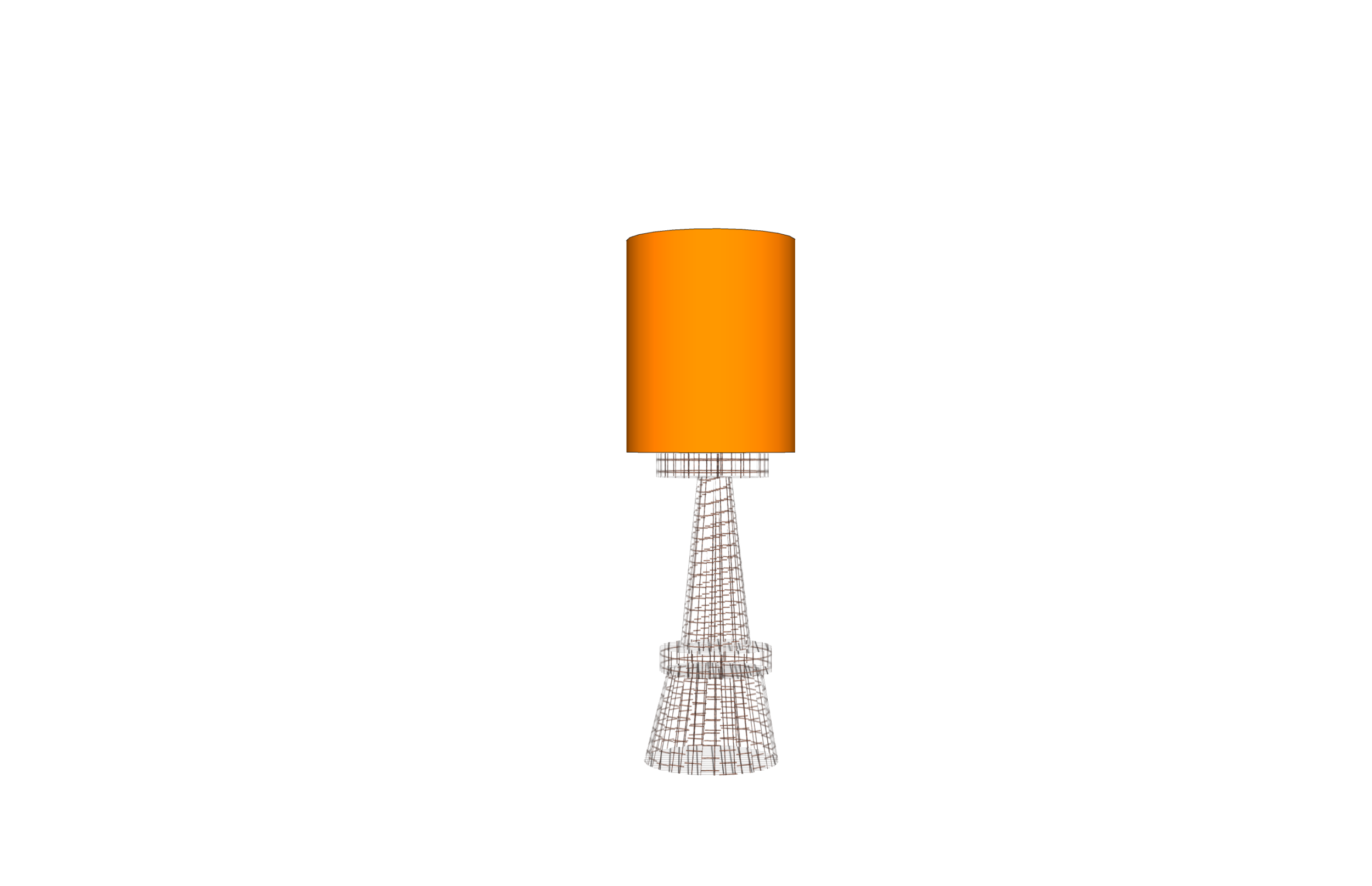 Vloerlamp oranje met koper onderstel Ø40xH100