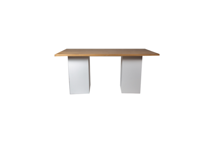 Eco Chique statafel lang naturel witte zuil - dik blad L240xB100xH110
