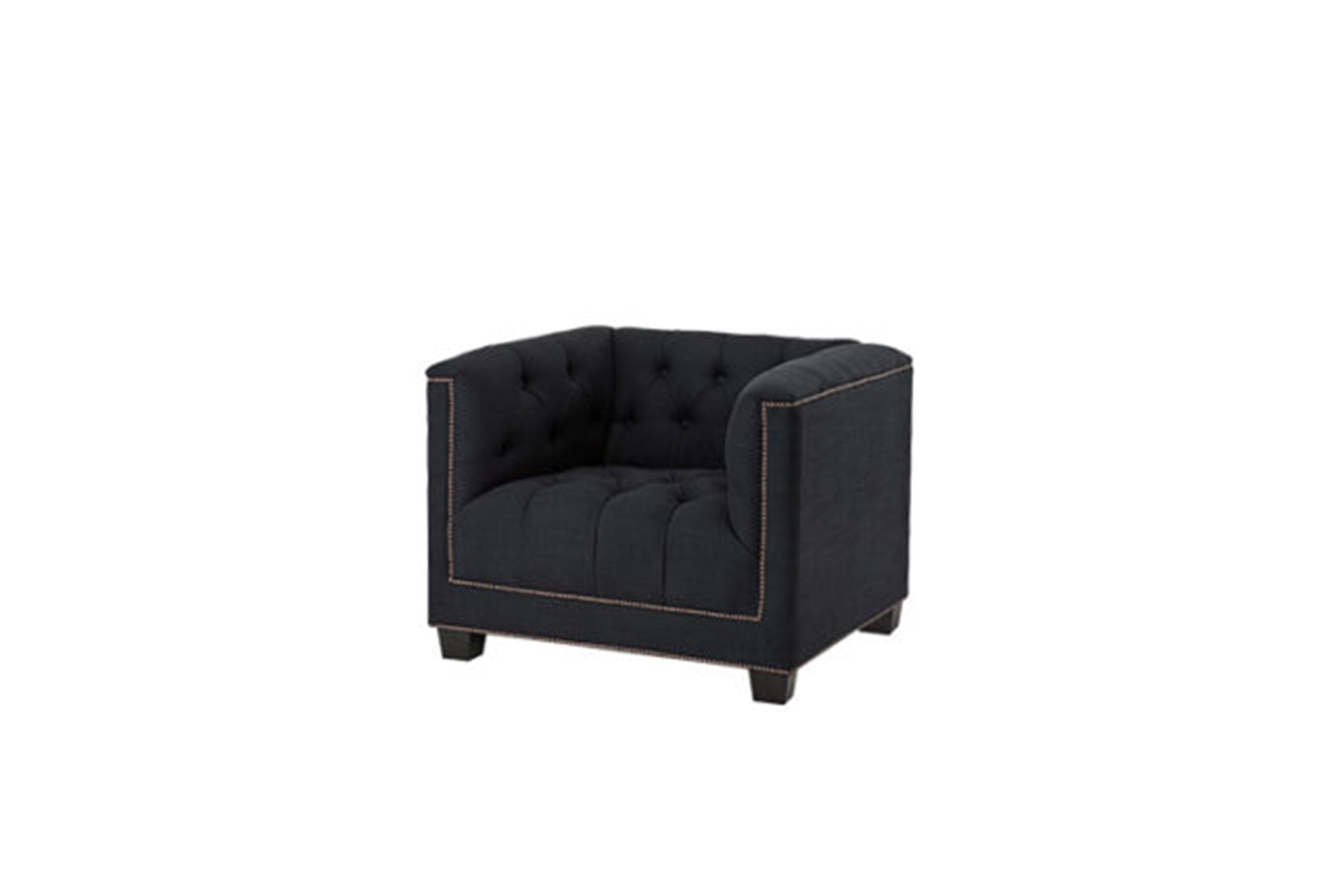 Fauteuil zwart gecapitonneerd L94xB85xH72