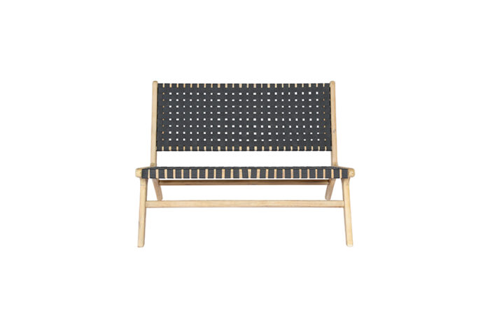 Eco Chique geweven bankje hout antraciet L110xB78xH77