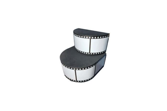 Halfrond podium zwart groot incl. filmrol signing L100xB100xH50