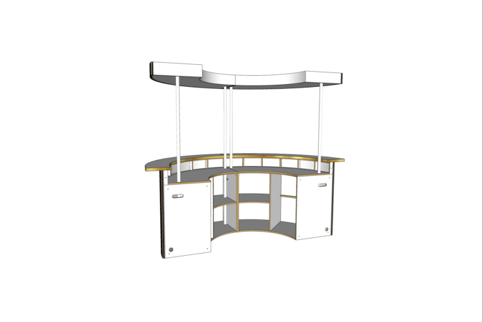 Halfronde bar met houten latten & messing rand incl. koof - Klein L150xB300xH250 (set) - Afbeelding 2