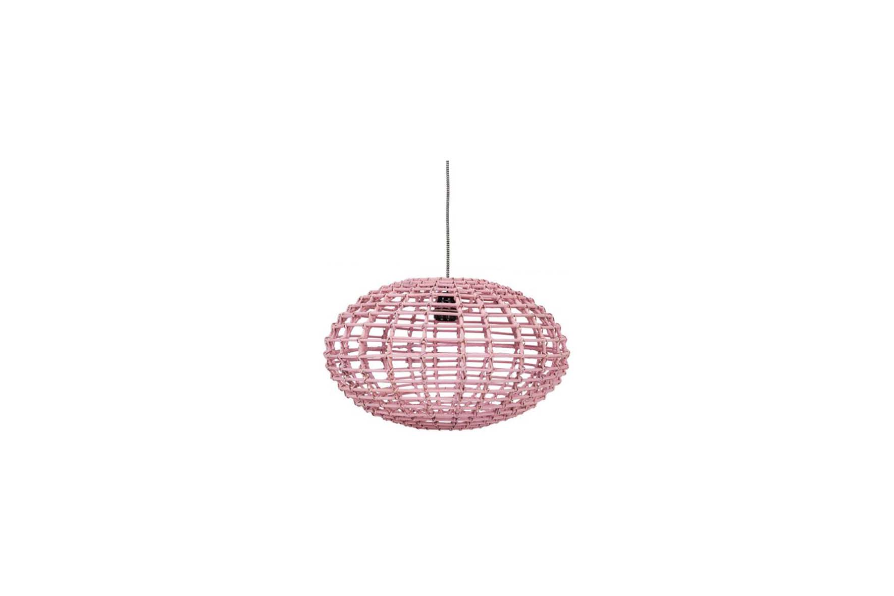 Hanglamp rotan roze Ø45xH30