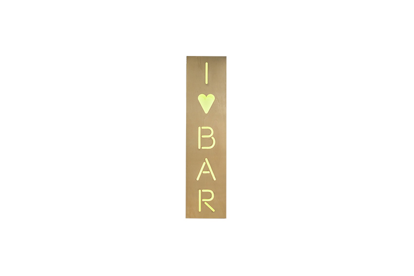 LED bord ‘I LOVE BAR’ klein L60xH240