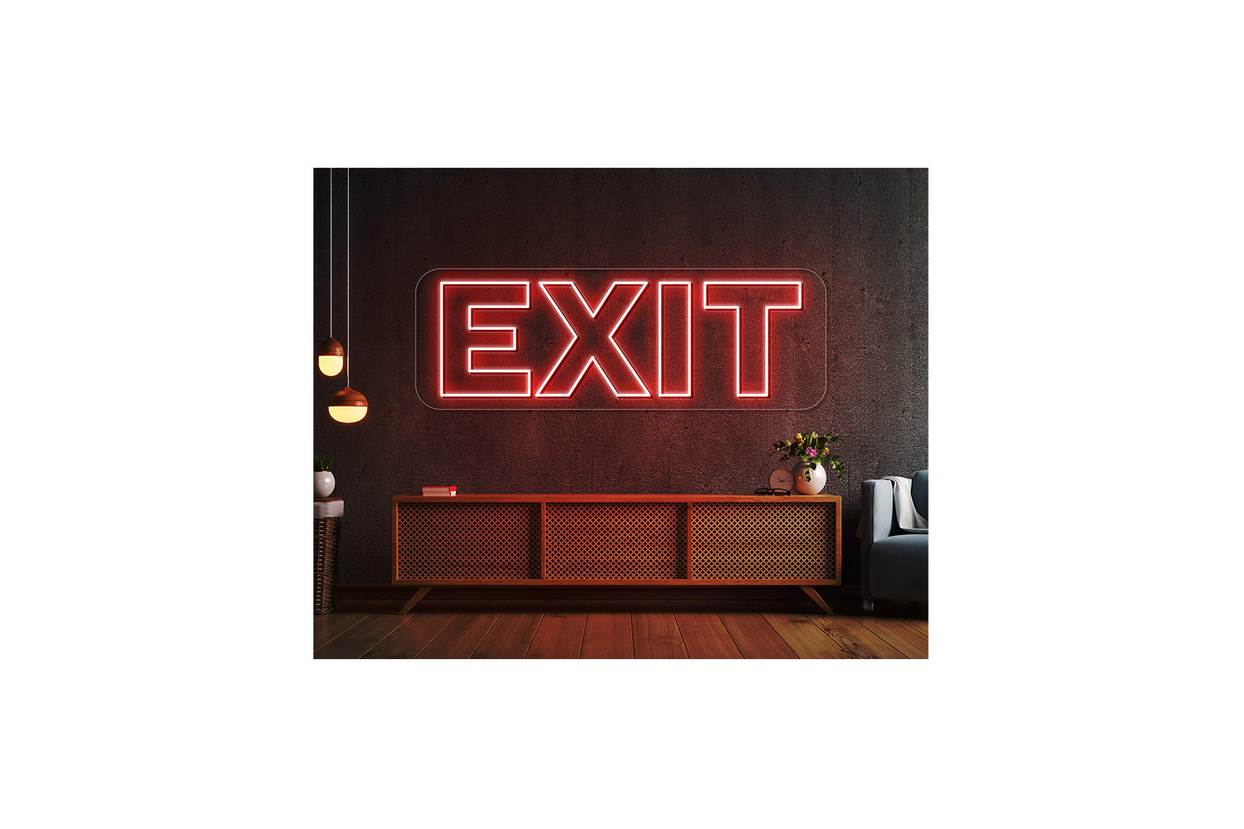 LED neon reclamebord ‘EXIT’ RGB L90