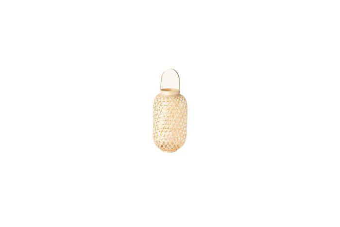 Lantaarn | Bamboe naturel met glas Ø22xH40