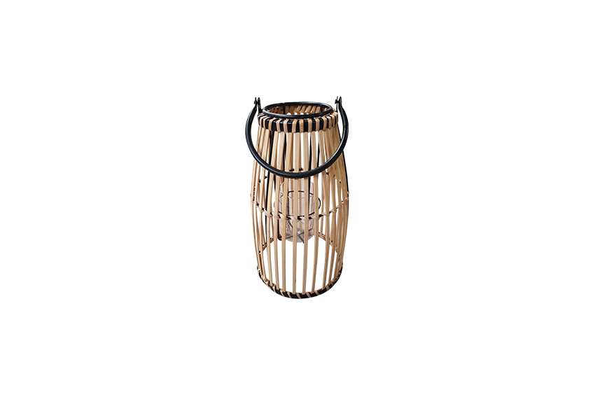 Lantaarn | Bamboe met zwart hengsel Ø18xH31