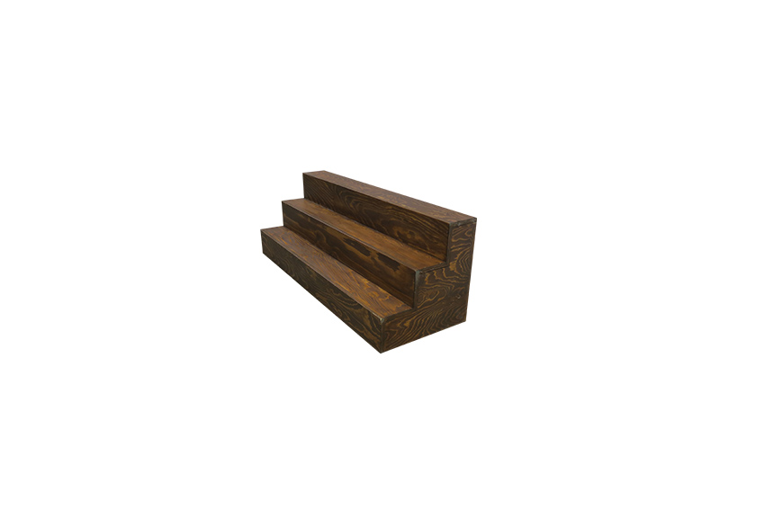 Brooklyn opzet trapezium (gebeitst hout) 3-traps L120xB43xH42