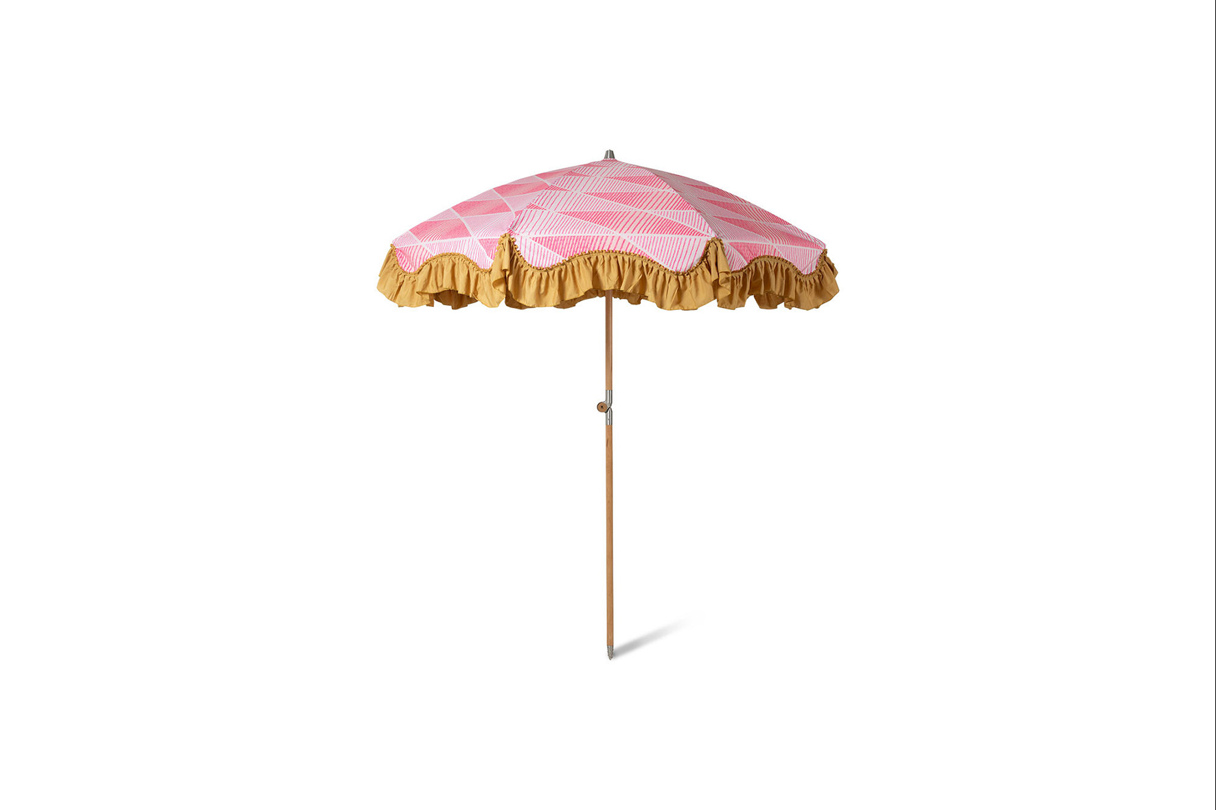 Parasol | Roze print met franjes Ø200