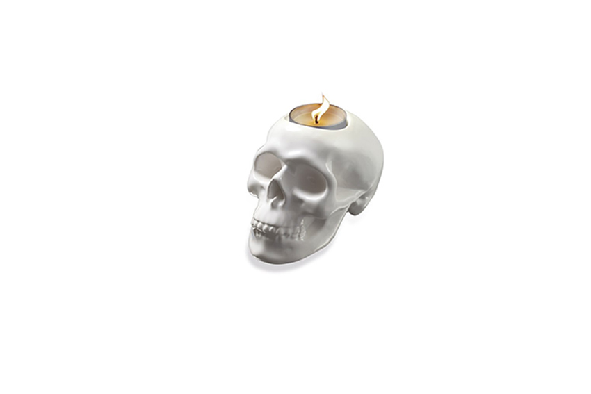 Theelichthouder | Skull wit L9xB13xH8