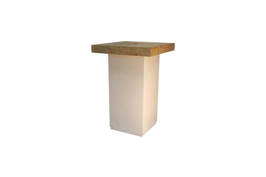 Eco Chique statafel OSB witte zuil (met stroomgat) L80xB80xH112