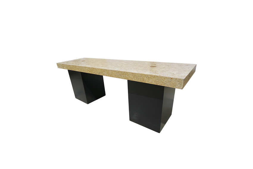 Brooklyn loungetafel lang OSB zwarte zuil (met stroomgaten) L250xB70xH72