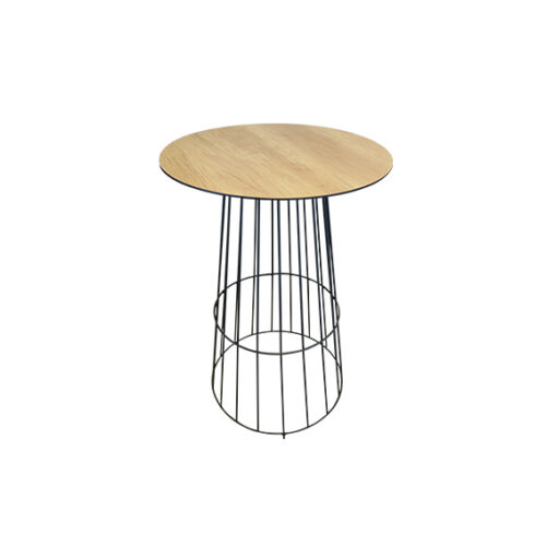 Urban statafel wireframe zwart Ø68xH110 | eiken blad Ø59