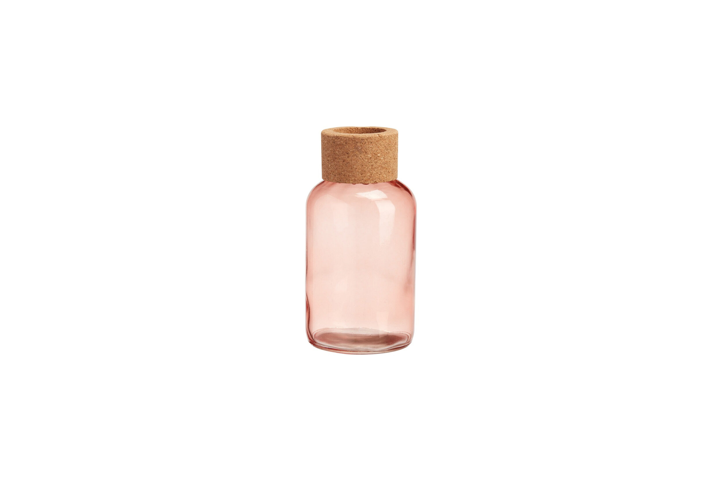 Vaas | Glas met kurk roze/rood Ø10xH21