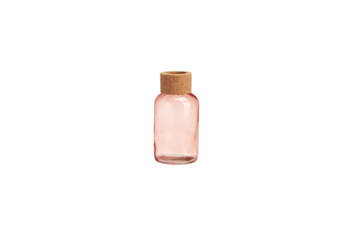 Vaas | Glas kurk roze/rood Ø8,5xH16
