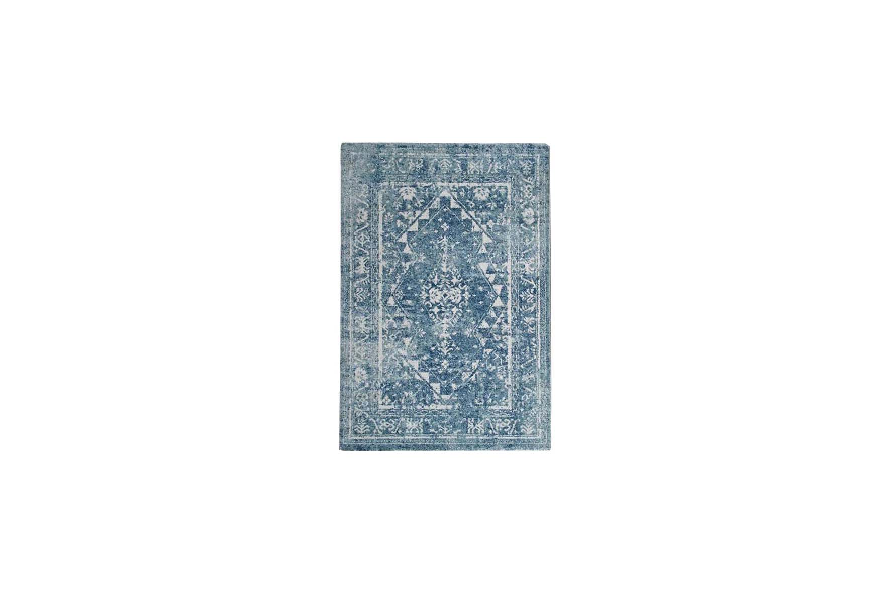 Vloerkleed | Blauw met bloemen dessin L290xB200