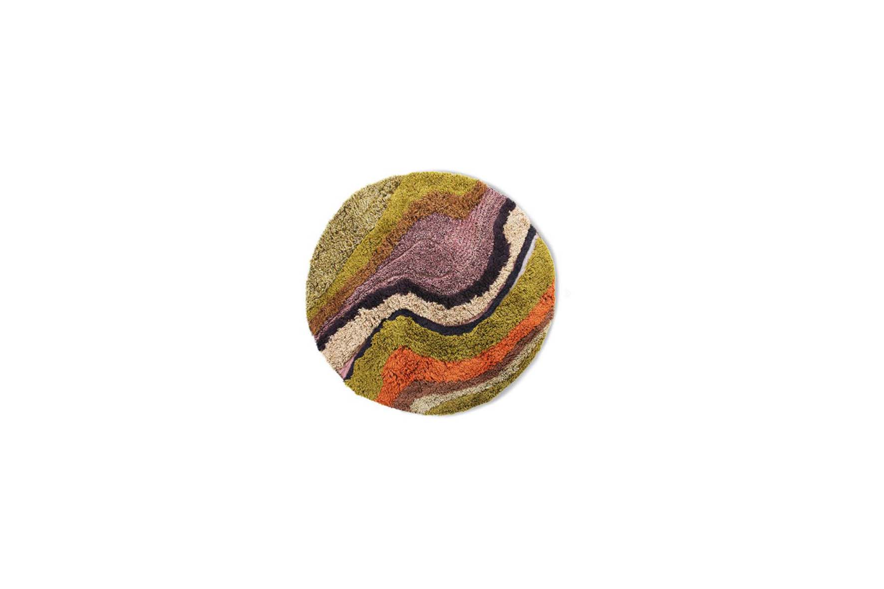 Vloerkleed rond M | Multicolor hoogpolig Ø150