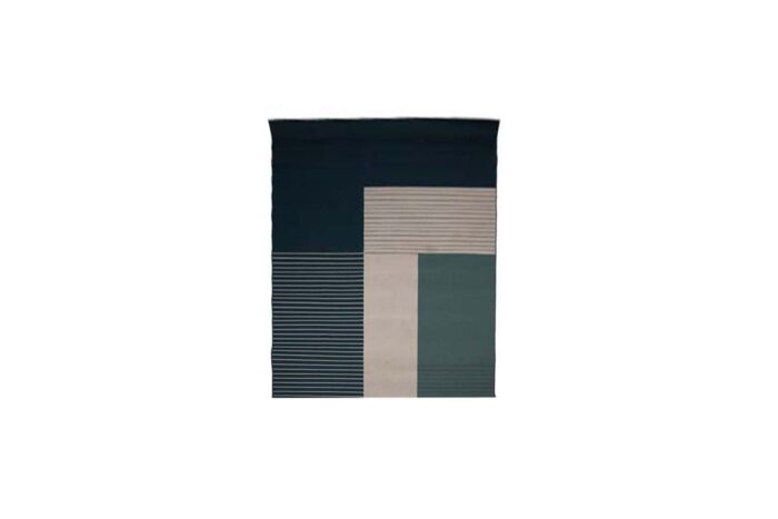 Vloerkleed L | Vakken/strepen blauw/groen L250xB200