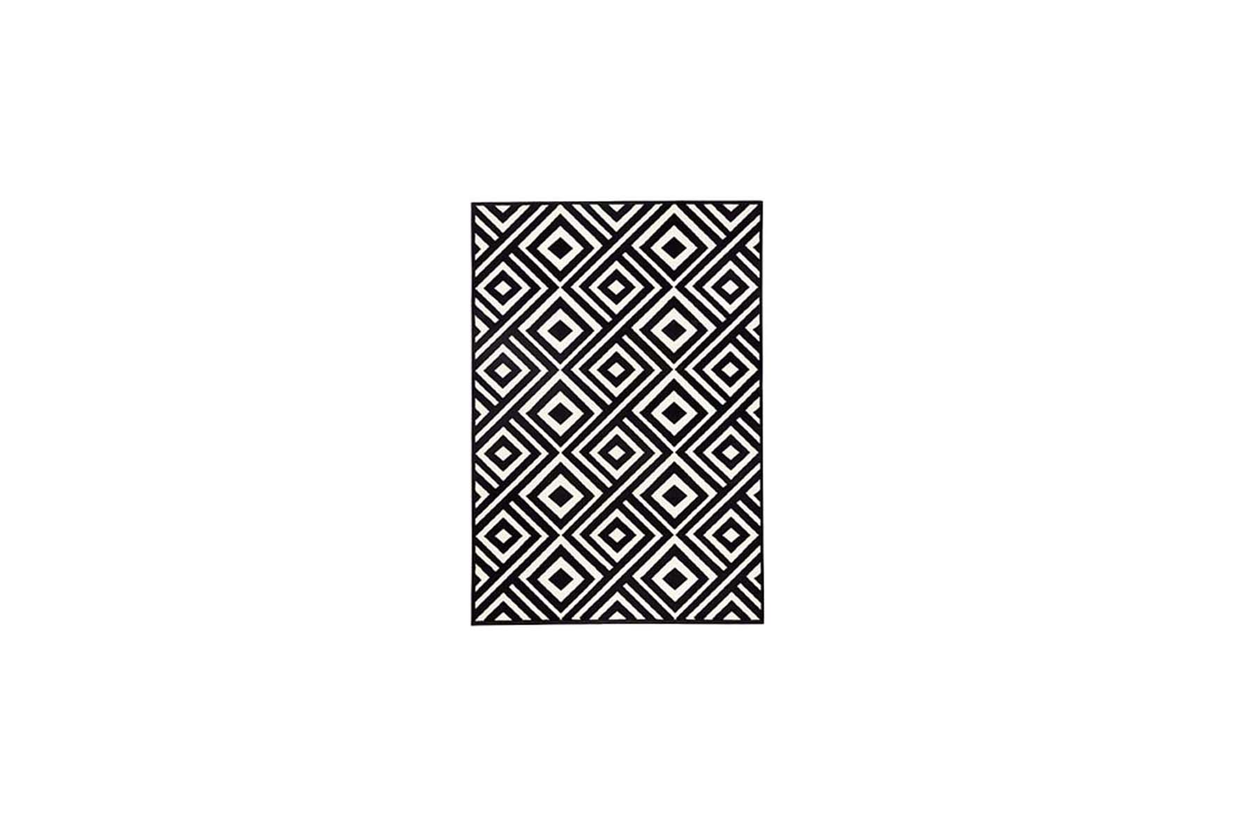 Vloerkleed | Jaipur print zwart/wit L230xB160