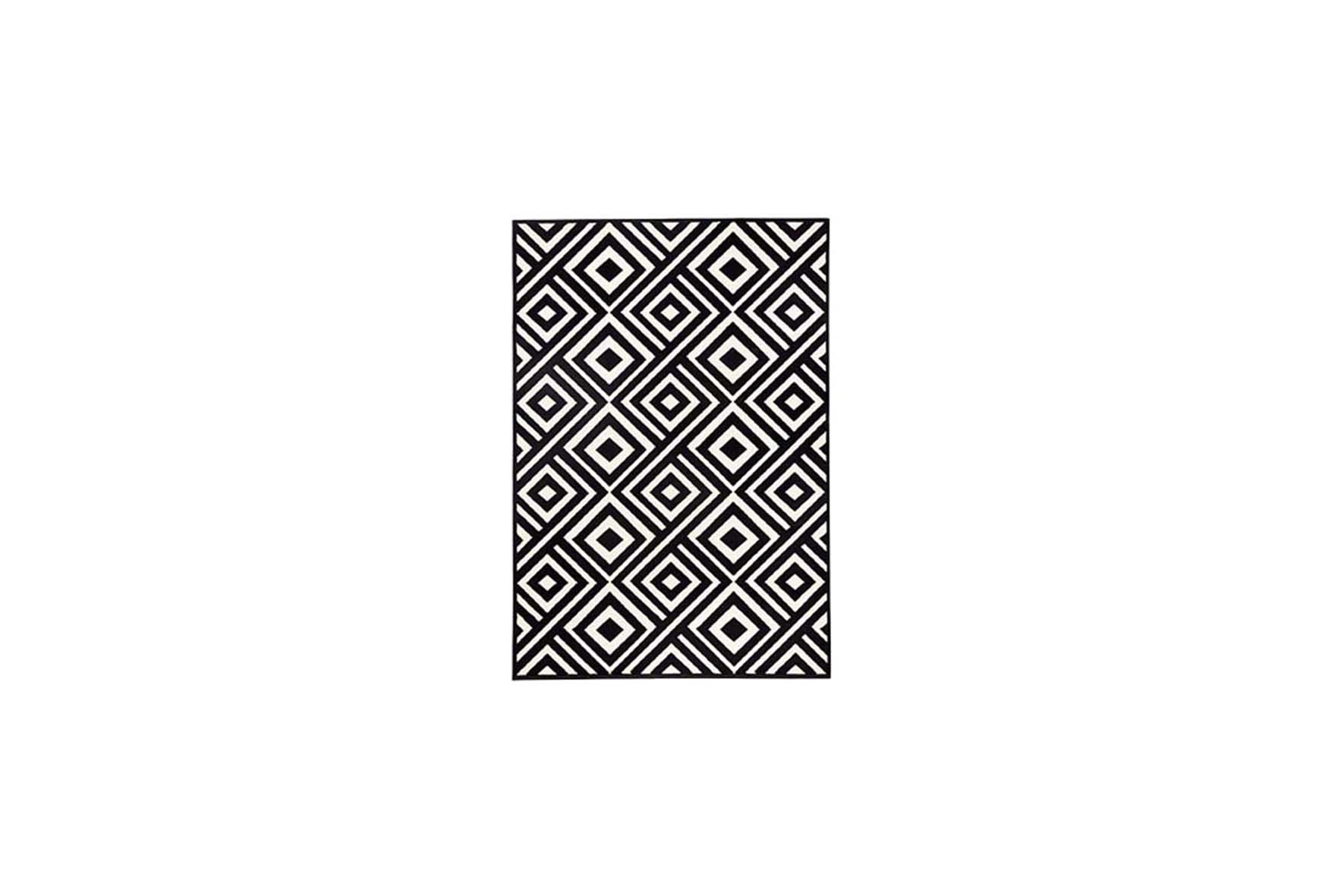 Vloerkleed L | Jaipur print zwart/wit L230xB160