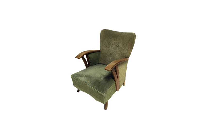 Berlin fauteuil groen/geel L60xB53xH82