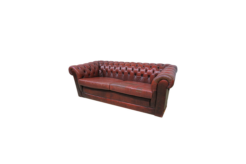 Chesterfield 2,5-zits bank leer doorleefd L204xB94xH69