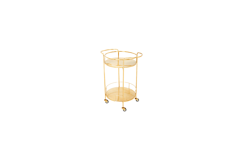 Cosmo Velvet serveer trolley rond goud L65xB48xH84