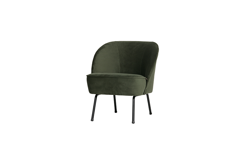 Cosmo Velvet fauteuil warm groen stalen poot L69xB57xH70