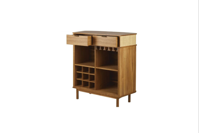 Displaykast hout met rotan lades L100xB46xH108 - Afbeelding 3
