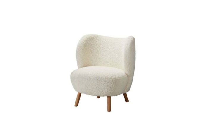 Fauteuil teddy off-white ronde rugleuning L77xB74,5xH85