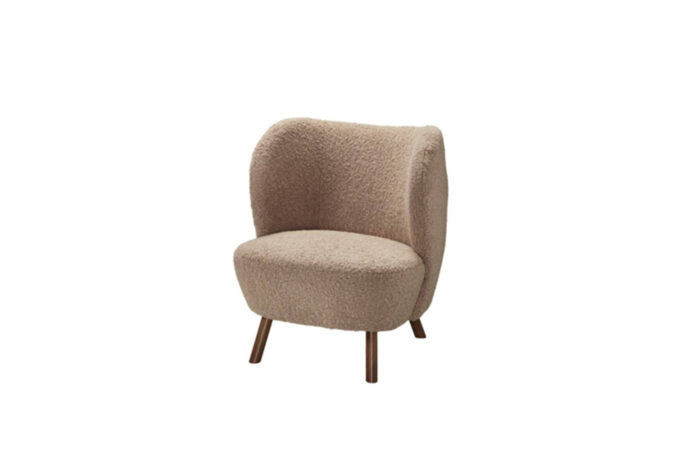 Fauteuil teddy taupe ronde rugleuning L77xB74,5xH85