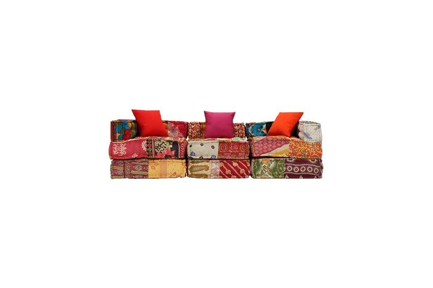 Ibiza patchwork 3-zits loungebank L200xB70xH56 (set)