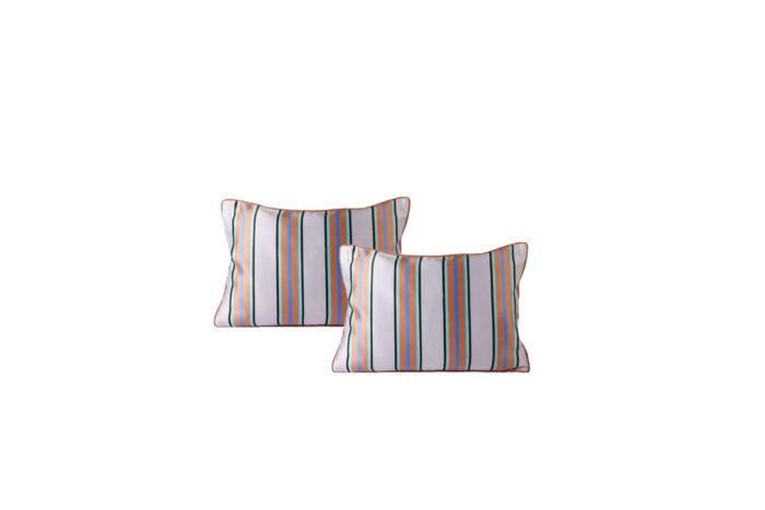 Sierkussen | Satijn blauw/oranje L50xB35