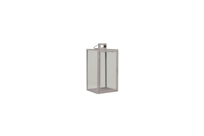Lantaarn | Glas metaal beige-grijs groot L19,5xB19,5xH40
