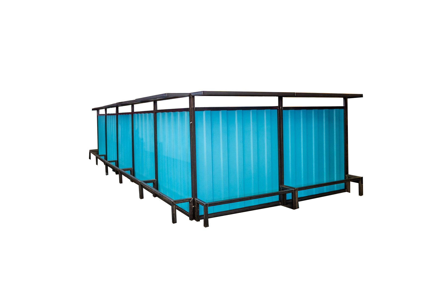 Container frontbar staal blauw L200xB118xH116 (set)