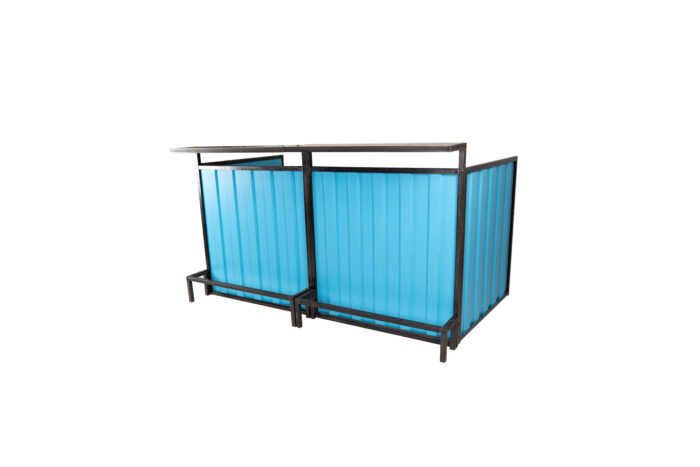Container frontbar staal blauw L200xB118xH116 (set)