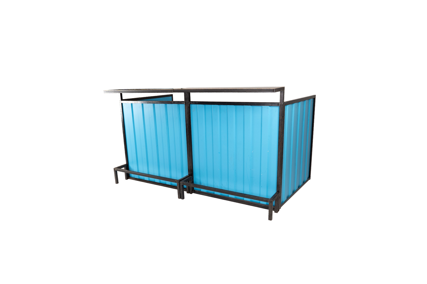 Container frontbar staal blauw L200xB118xH116 (set)