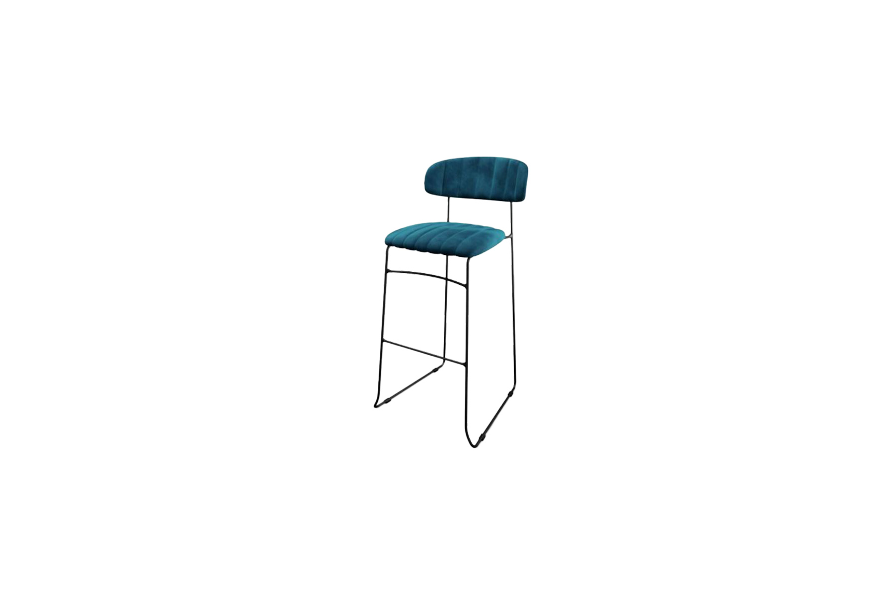Cosmo Velvet barkruk met open rug petrol H105
